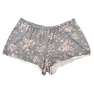 Women's Xhilaration Floral Sleep Shorts PJ's Pajamas Large Grey Soft Knit